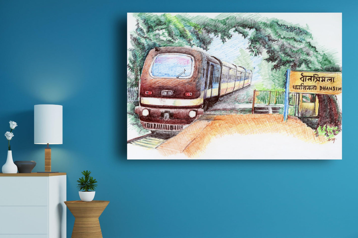 Art to Doors | Obscure Remote Railway Station | Artist Avishek Nag | Horizontal | Art Print | Home Decor | Wall Decor | Gift Items | Wall Art