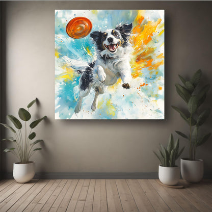 Art to Doors | Flying Disc for Dog Art | Square | Art Print | Home Decor | Wall Decor | Gifts for Women | Gifts for Men | Gift Items | Wall Art (Canvas Frame, 8x8 Inch)