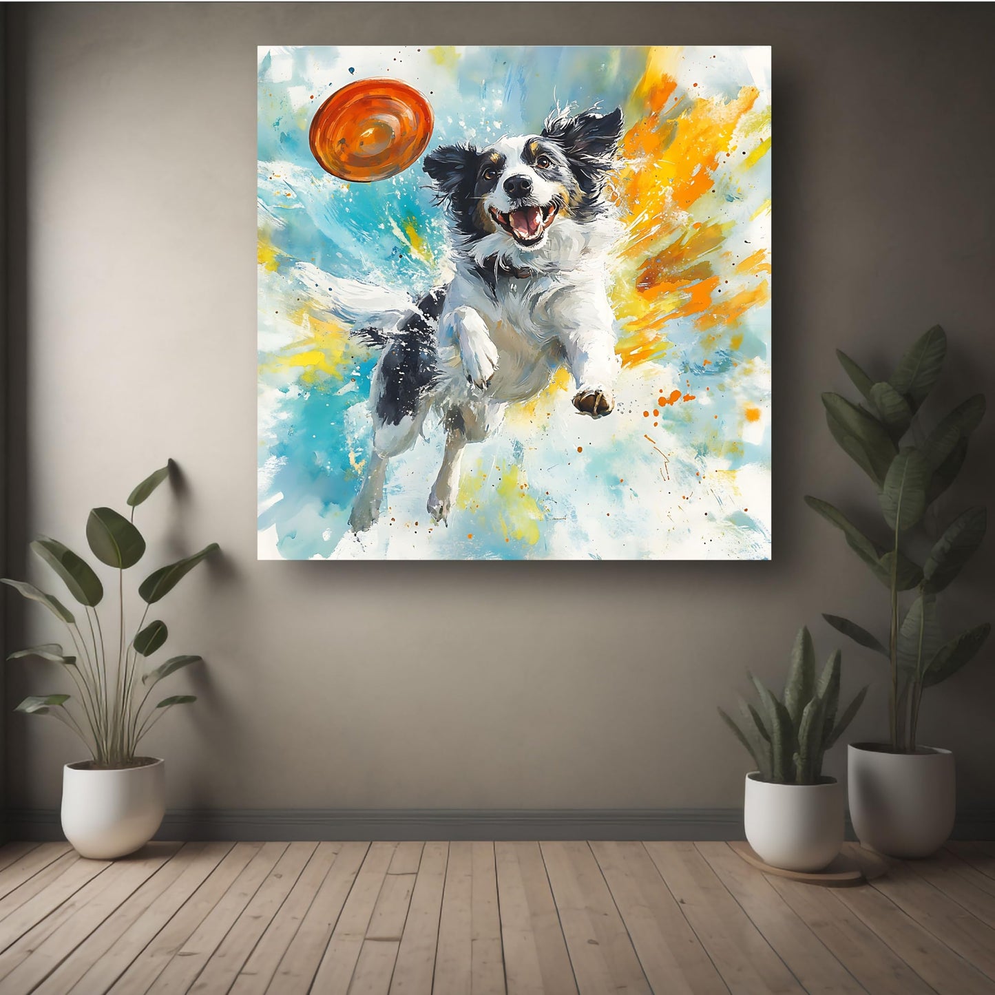 Art to Doors | Flying Disc for Dog Art | Square | Art Print | Home Decor | Wall Decor | Gifts for Women | Gifts for Men | Gift Items | Wall Art (Canvas Frame, 14x14 Inch)