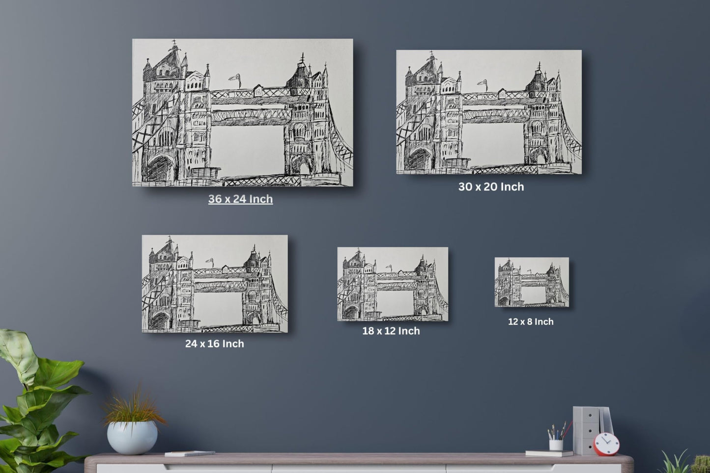 Art to Doors | London Bridge | Artist Shahina Akthar | Horizontal | Art Print | Personalized Gift | Home Decor | Wall Decor | Wall Paintings | Wall Art | Wall Hanging