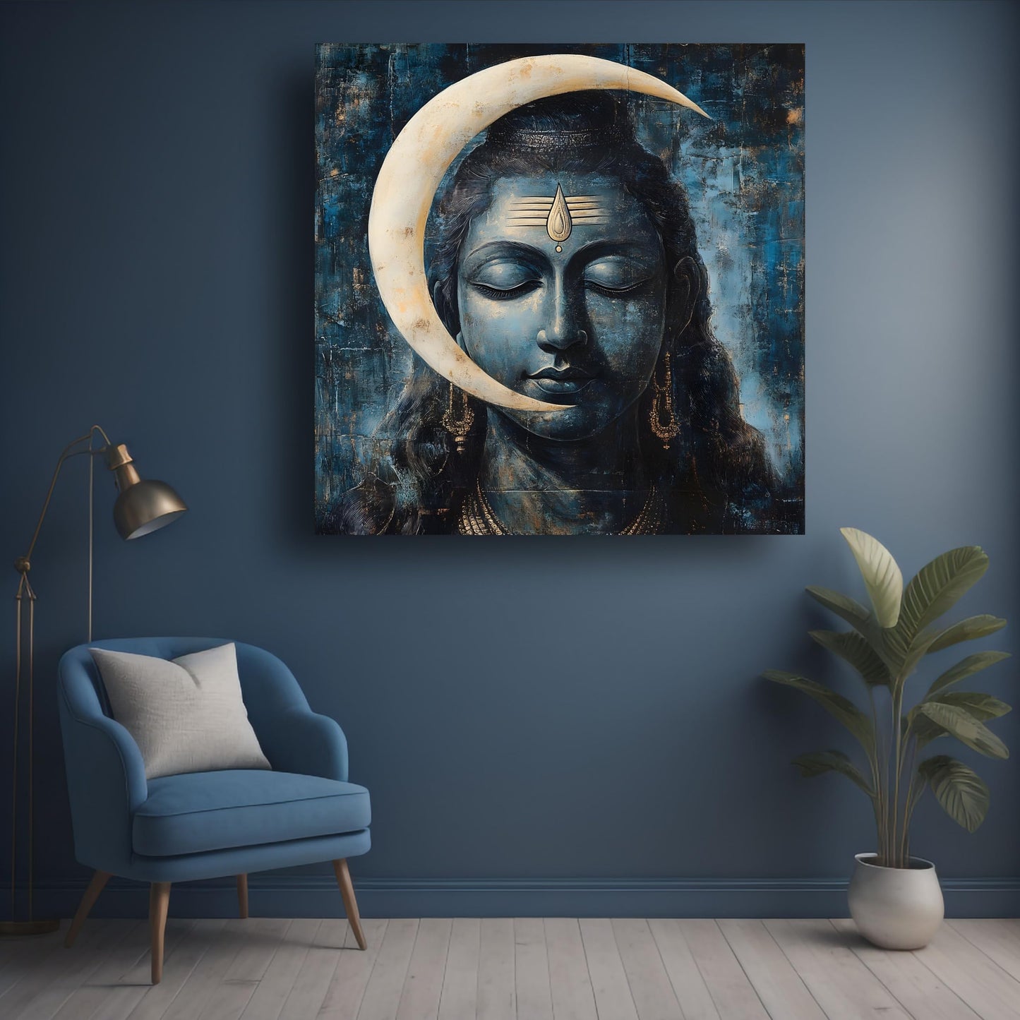 Art to Doors | Lord Shiv Moon Idol Art | Square | Art Print | Home Decor | Wall Decor | Gifts for Women | Gifts for Men | Gift Items | Wall Art