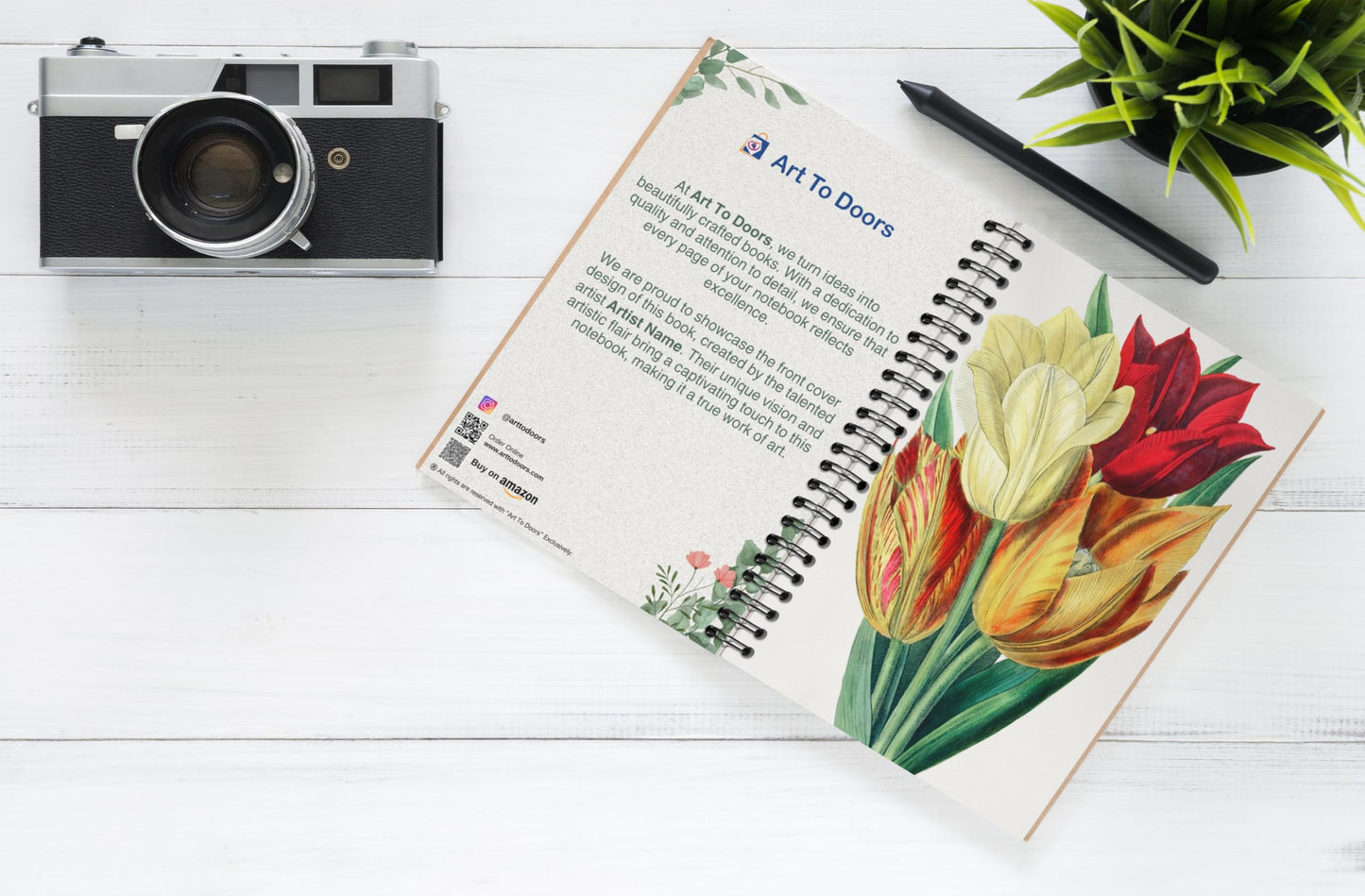 Art to Doors | Springtime Blooms | Spiral Notebooks | A5 Size Paper | 120 Pages | 70 GSM Paper | Attractive Cover Designs