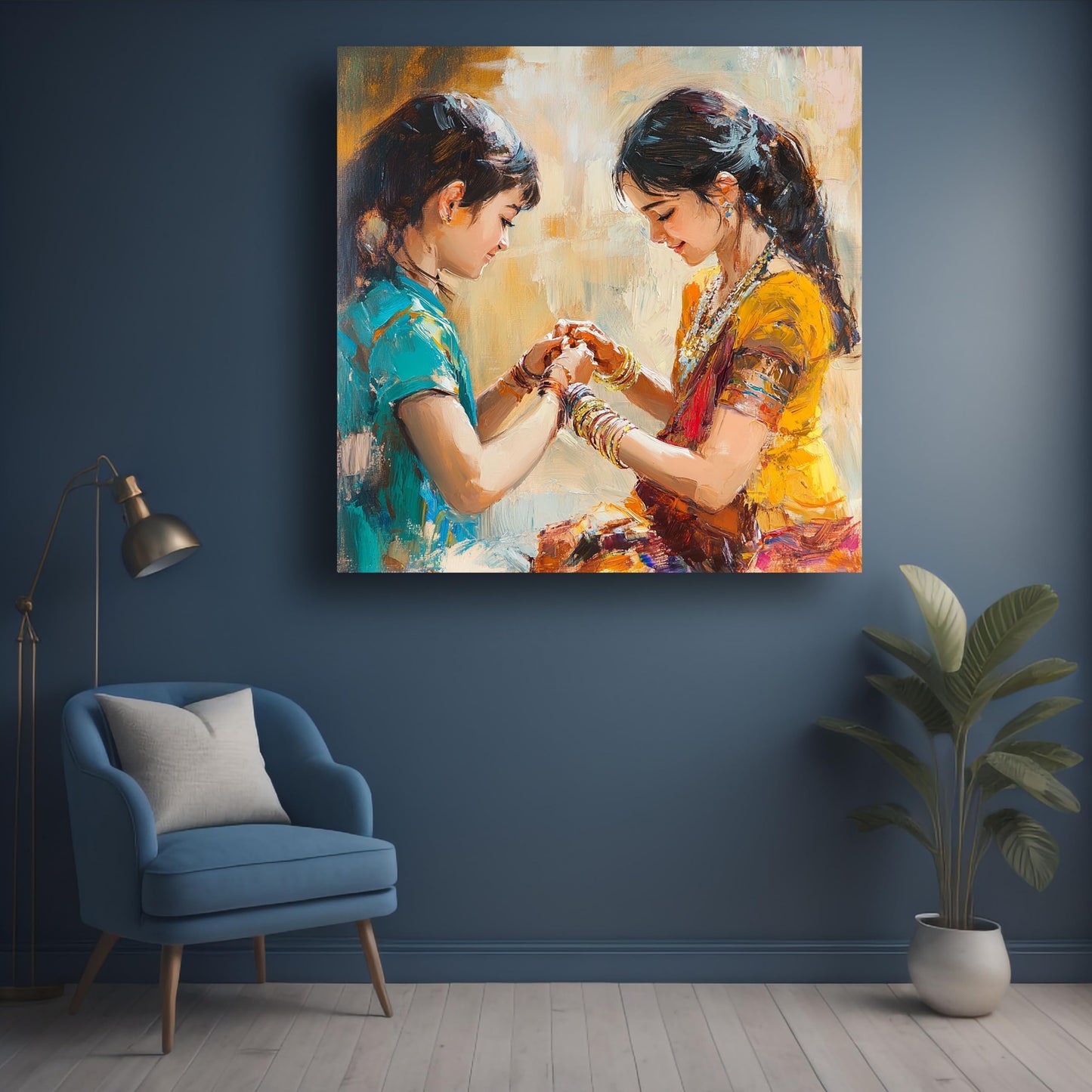 Art to Doors | Rakhi Bonding Moment Art | Square | Art Print | Home Decor | Wall Decor | Gifts for Women | Gifts for Men | Gift Items | Wall Art