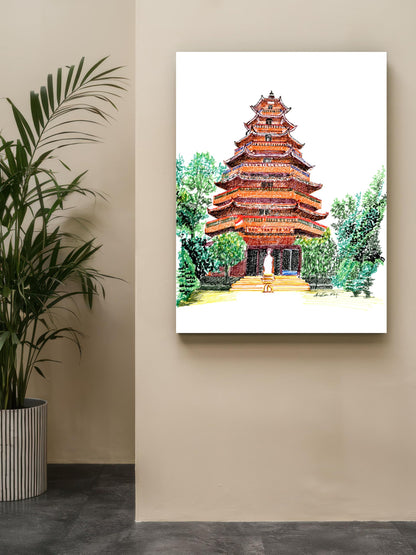 Art to Doors | Giac Lam Pagoda At Vietname | Artist Avishek Nag | Vertical | Art Print | Home Decor | Wall Decor | Gifts for Women | Gifts for Men | Gift Items | Wall Art