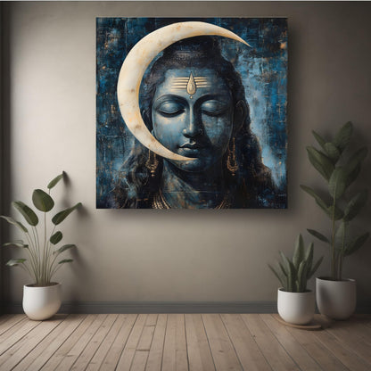 Art to Doors | Lord Shiv Moon Idol Art | Square | Art Print | Home Decor | Wall Decor | Gifts for Women | Gifts for Men | Gift Items | Wall Art