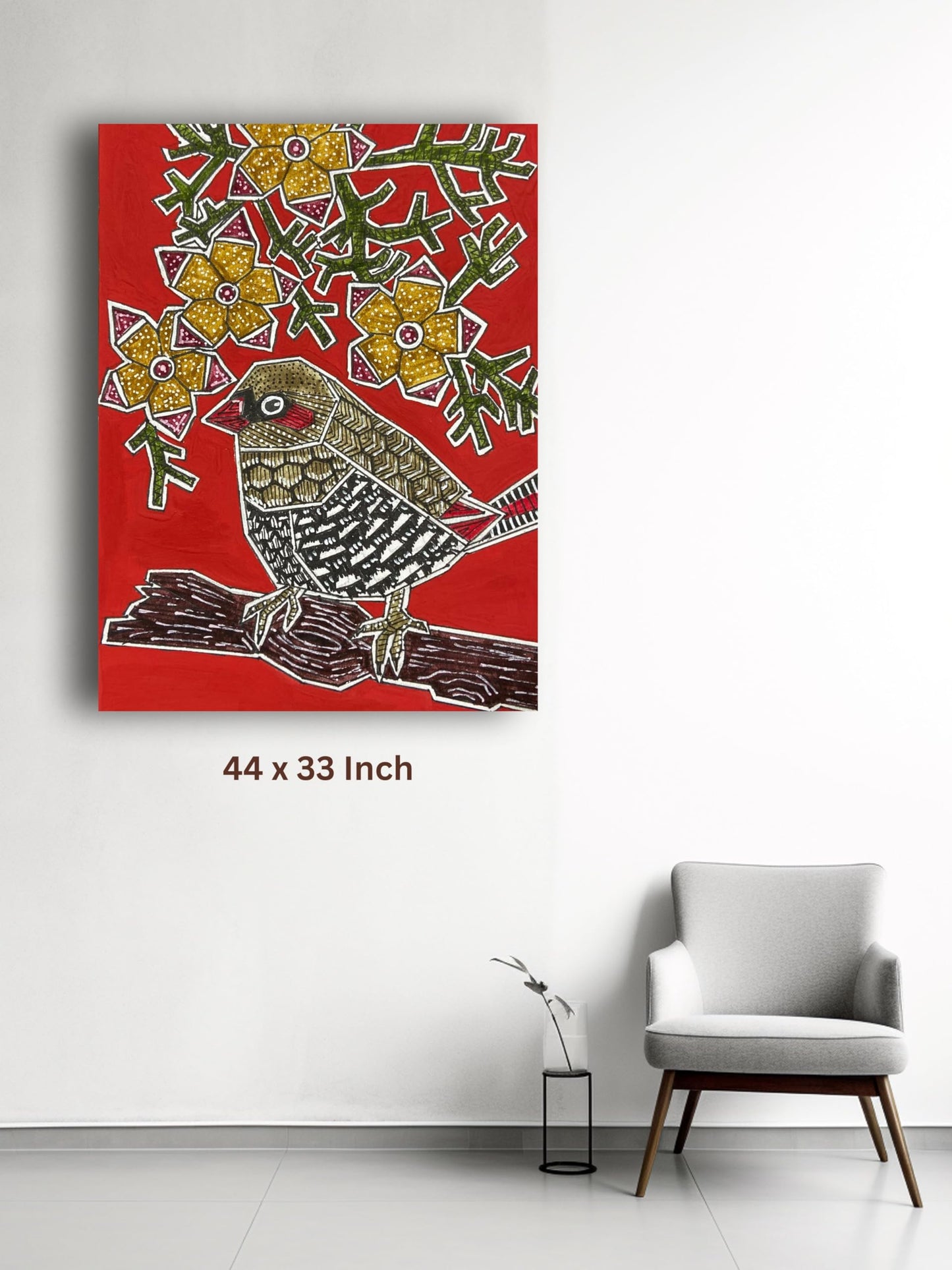 Art to Doors | Strawberry Finch | Artist Puja Kumari | Vertical | Art Print | Home Decor | Wall Decor | Gifts for Women | Gifts for Men | Gift Items | Wall Art