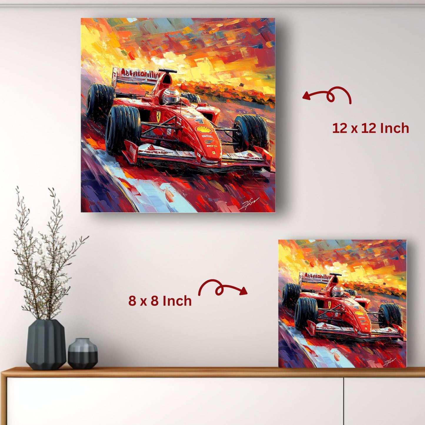 Art to Doors | High-Speed F1 Gear Art | Square | Art Print | Home Decor | Wall Decor | Gifts for Women | Gifts for Men | Gift Items | Wall Art (Canvas Frame, 12x12 Inch)