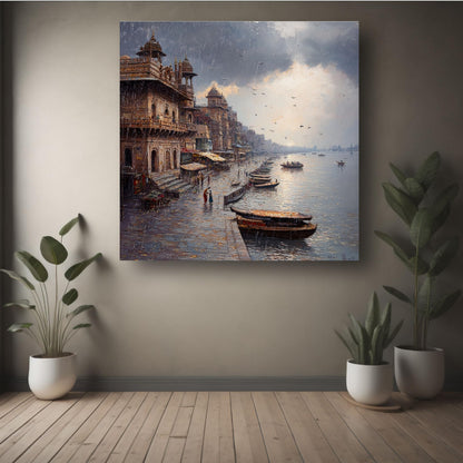 Art to Doors | Ganges River Art Prints | Square | Art Print | Home Decor | Wall Decor | Gifts for Women | Gifts for Men | Gift Items | Wall Art