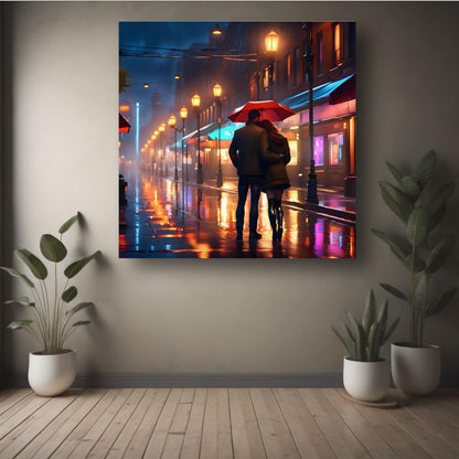 Art to Doors | Romantic Rainy Embrace Art | Square | Art Print | Home Decor | Wall Decor | Gifts for Women | Gifts for Men | Gift Items | Wall Art