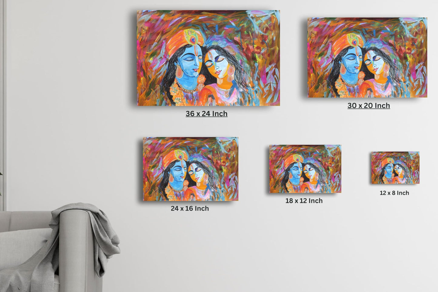 Art to Doors | Radha Krishna Art | Artist Bindu Kamboj | Horizontal | Art Print | Customized Gifts for Men | Home Decor | Gifts | Wall Decor | Wall Paintings | Wall Art | Customized Gifts for Women