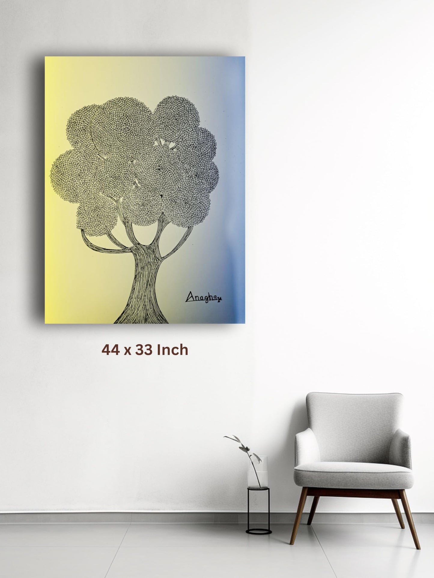 Art to Doors | Doodled Tree | Artist Anagha Sanjay Bhujbal | Vertical | Art Prints | Home Decor | Wall Art | Gift Items | Canvas Frame