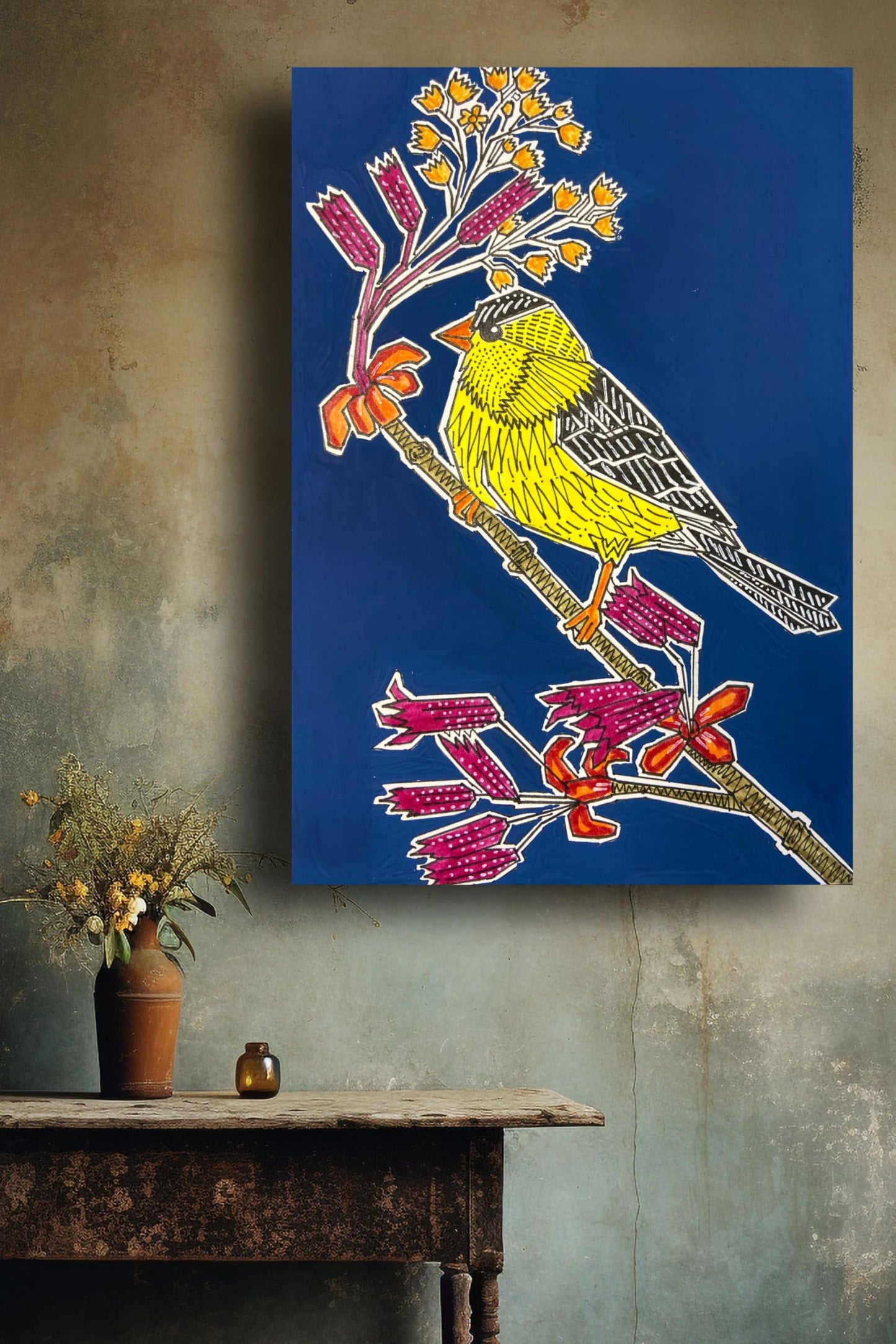 Art to Doors | Goldfinch | Artist Puja Kumari| Vertical | Art Print | Home Decor | Wall Decor | Gift Items | Wall Art