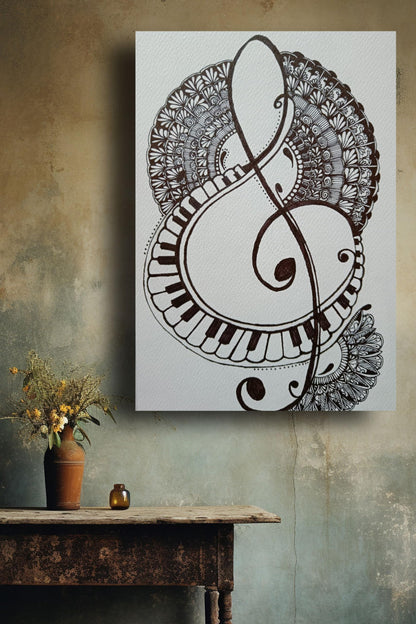 Art to Doors | Music Theme Mandala Art | Artist Evancy Grace | Vertical | Art Print | Home Decor | Wall Decor | Gifts for Women | Gifts for Men | Gift Items | Wall Art