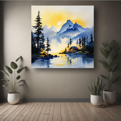 Art to Doors | Mountain Cabin Retreat Art | Square | Art Print | Home Decor | Wall Decor | Gifts for Women | Gifts for Men | Gift Items | Wall Art