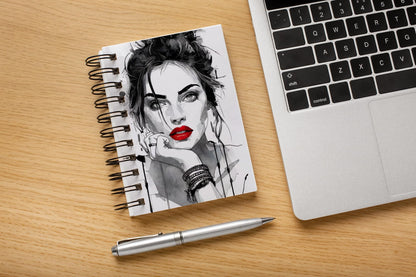 Art to Doors | Red Lips Woman Watercolour | Artist Riika Kandhola | Spiral Notebooks | A5 Size Paper | 120 Pages | 70 GSM Paper | Attractive Cover Designs