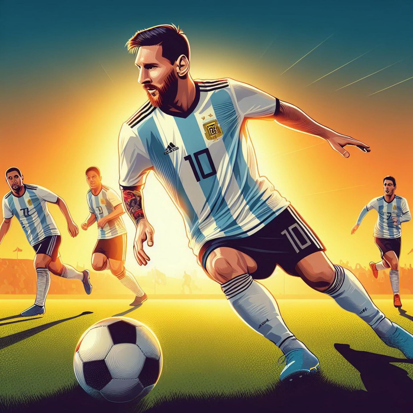 Legendary Messi: Capturing Greatness - Canvas Print of the Iconic Footballer's Illustration | Canvas Wrap Wooden Framed | Personalized Gift For Anniversary, Birthday, Wedding, Home Decor