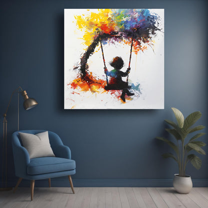 Art to Doors | Swinging Child Art | Square | Art Print | Home Decor | Wall Decor | Gifts for Women | Gifts for Men | Gift Items | Wall Art