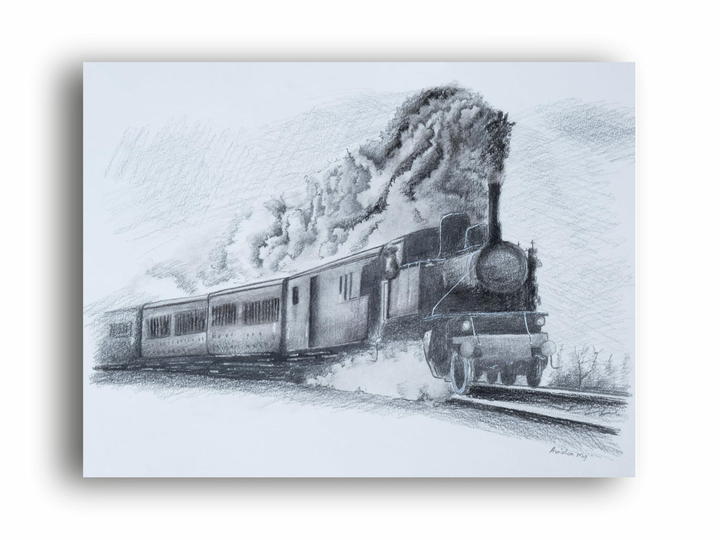 Art to Doors | Locomotive And Black Smoke | Artist Avishek Nag | Horizontal | Art Print | Home Decor | Wall Decor | Gifts for Women | Gifts for Men | Gift Items | Wall Art