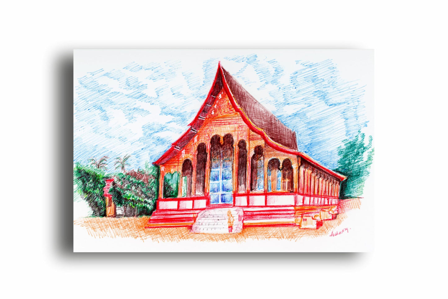 Art to Doors | Buddhist Temple | Artist Avishek Nag | Horizontal | Art Print | Home Decor | Wall Decor | Gift Items | Wall Art