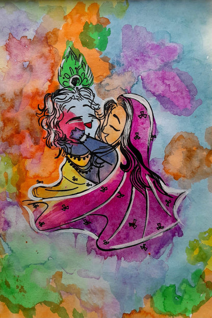 Art to Doors | Radha Krishna Painting | Artist Niketa Singh | Vertical | Art Print | Home Decor | Wall Decor | Gifts for Women | Gifts for Men | Gift Items