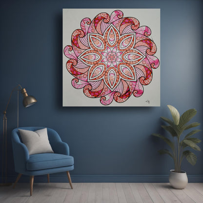 Art to Doors | Pink Orange Mandala Art | Artist Evancy Grace | Square | Art Print | Home Decor | Wall Decor | Gifts for Women | Gifts for Men | Gift Items | Wall Art