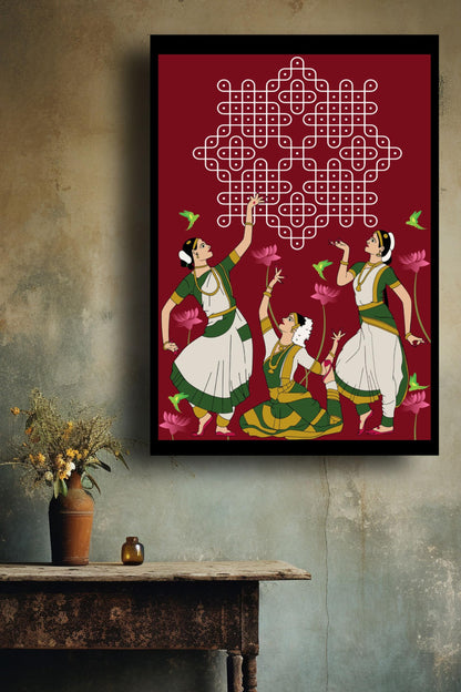 Art to Doors | Divine Dance of Tradition | Artist Mounika Botcha | Vertical | Art Print | Home Decor | Wall Decor | Gifts for Women | Gifts for Men | Gift Items