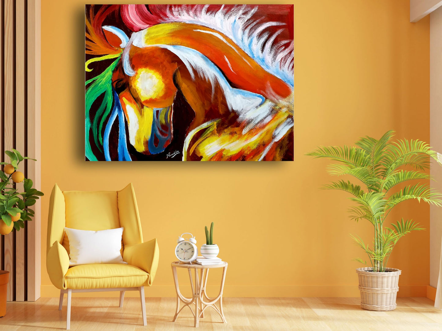 Art to Doors | Vibrant Horse | Artist Nandita Venkatraman | Horizontal | Art Print | Home Decor | Wall Decor | Gift Items | Wall Art