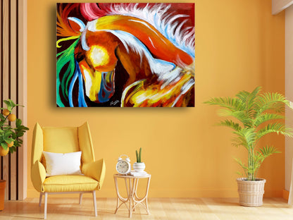 Art to Doors | Vibrant Horse | Artist Nandita Venkatraman | Horizontal | Art Print | Home Decor | Wall Decor | Gift Items | Wall Art