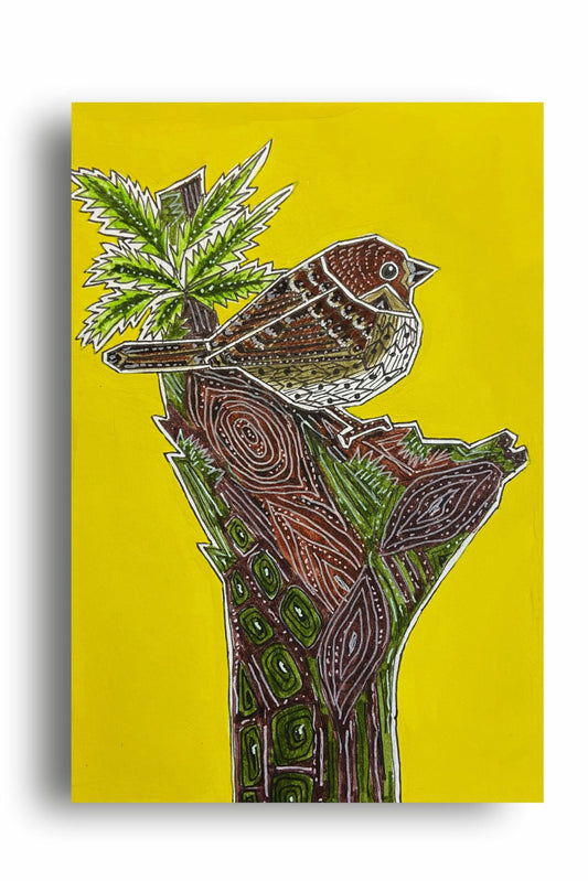 Art to Doors | House Sparrow | Artist Puja Kumari | Vertical | Art Print | Home Decor | Wall Decor | Gifts for Women | Gifts for Men | Gift Items | Wall Art