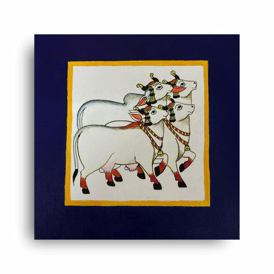 Pichwai Cow | Artist Bhavika Kamatkar pote | Art Print | Personalized Gift For Anniversary, Home Decor | Wall Frames For Home Office Study Room Decor