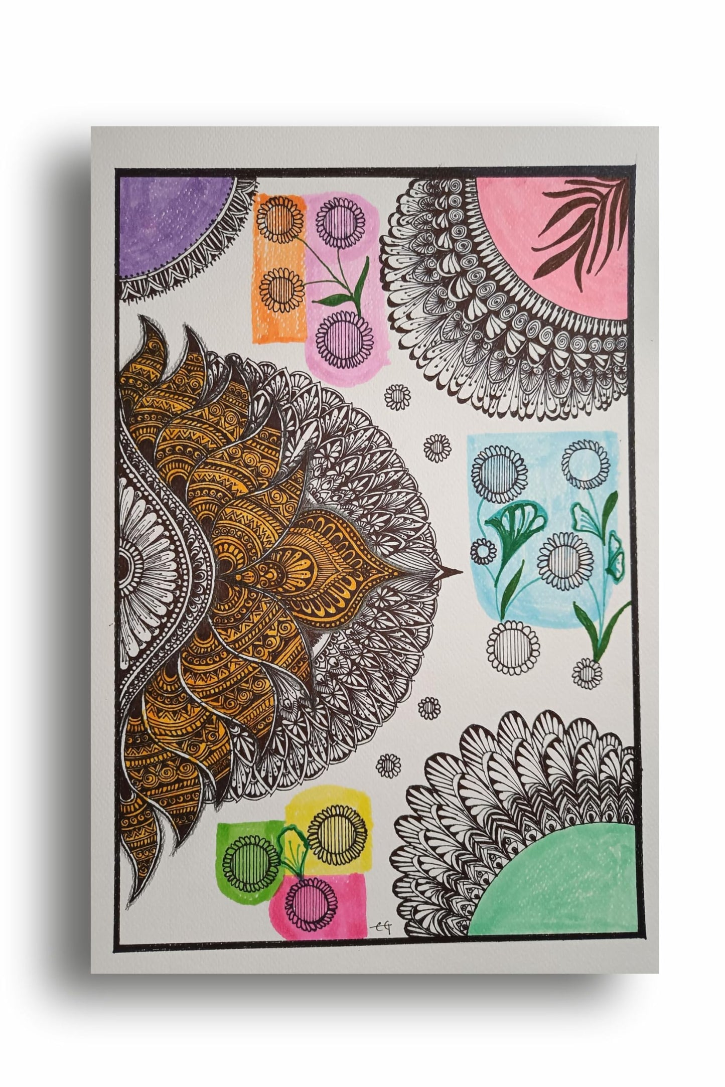 Art to Doors | Fusion Mandala Modert Art Piece | Artist Evancy Grace | Art Print | Gifts | Wall Decor | Wall Paintings | Canvas Frame | Gifiting