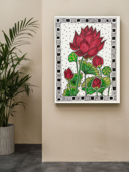 Art to Doors | Lotus Pond | Artist Puja Kumari | Vertical | Art Print | Home Decor | Wall Decor | Gifts for Women | Gifts for Men | Gift Items | Wall Art