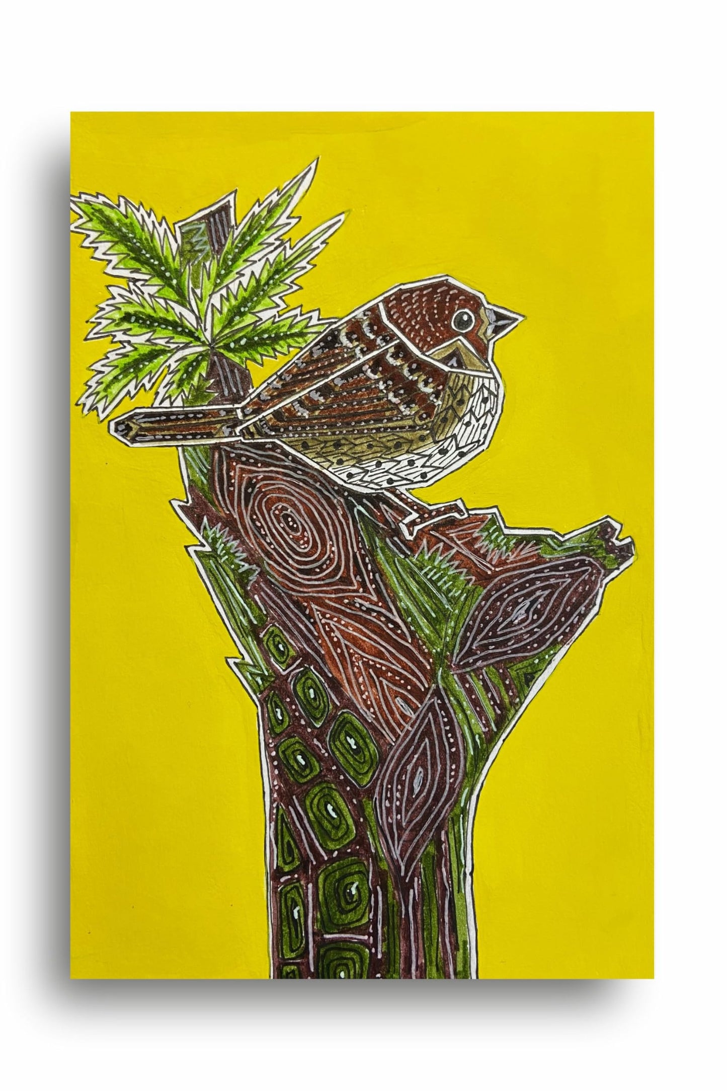 Art to Doors | House Sparrow | Artist Puja Kumari | Vertical | Art Prints | Home Decor | Wall Art | Gift Items | Canvas Frame (30x45 Inch)