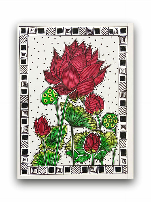 Art to Doors | Lotus Pond | Artist Puja Kumari | Vertical | Art Print | Home Decor | Wall Decor | Gifts for Women | Gifts for Men | Gift Items | Wall Art