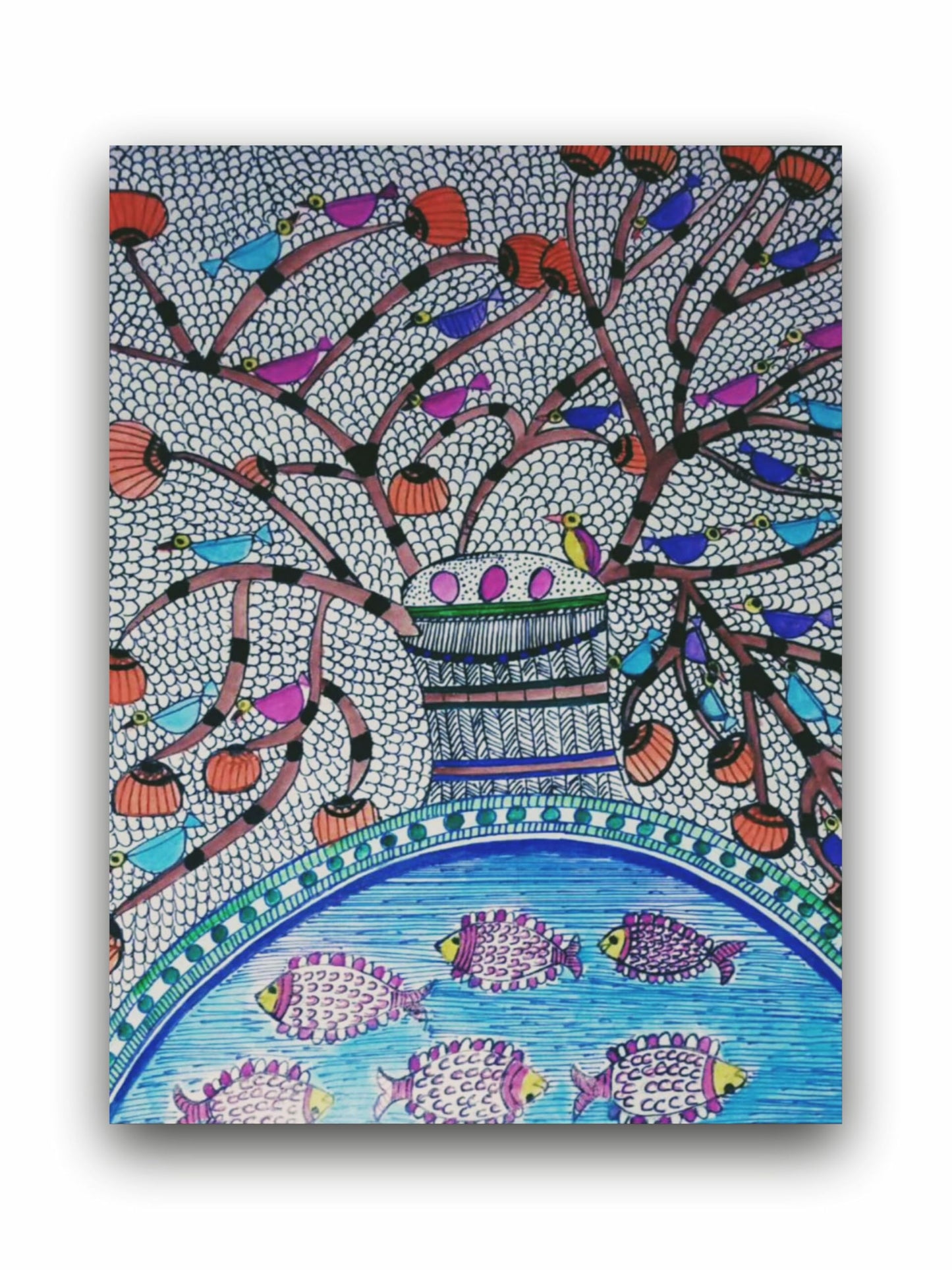 Art to Doors | Madhubani Painting | Artist Kriti Yadav | Vertical | Art Print | Home Decor | Wall Decor | Gift Items | Wall Art