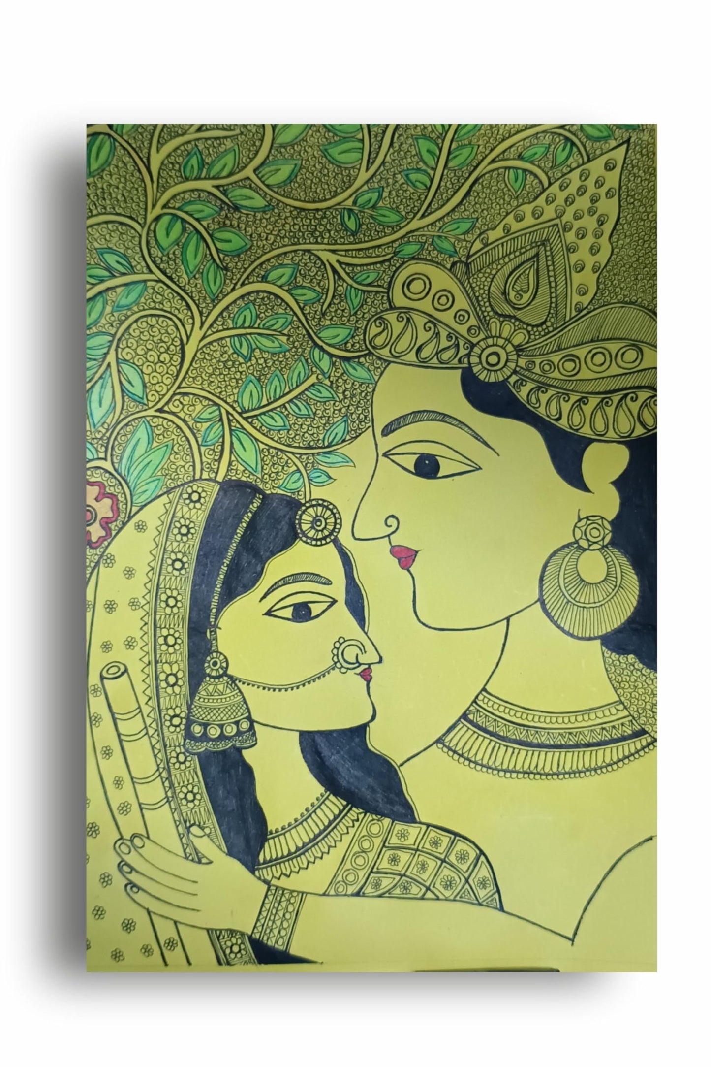 Art to Doors | Radha Krishna Madhubani Art | Artist Swati Vishwakarma | Vertical | Art Print | Home Decor | Wall Decor | Gifts for Women | Gifts for Men | Gift Items | Wall Art