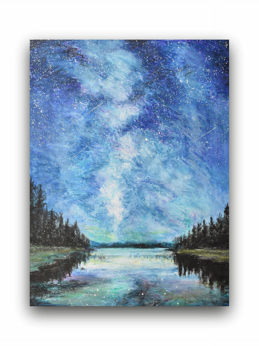 Art to Doors | Night Sky | Artist Debalina Saha | Vertical | Art Print | Home Decor | Wall Decor | Gift Items | Wall Art