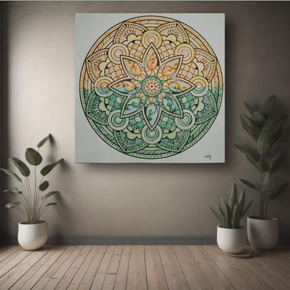 Art to Doors | Dual shaded Mandala art | Artist Evancy Grace | Art Print | Personalized Gift | Home Decor | Gifts | Wall Decor | Wall Paintings | Canvas Frame | Gifiting