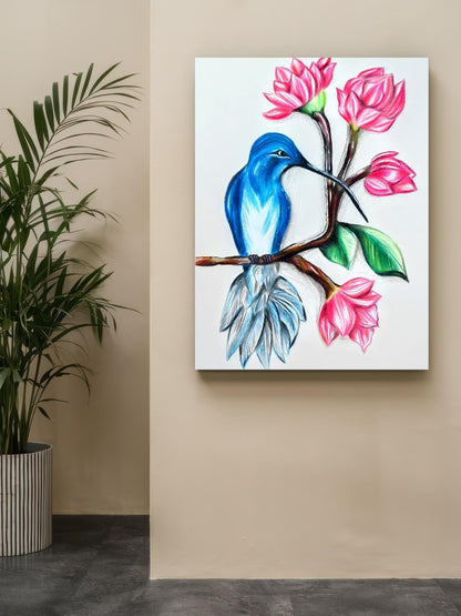 Art to Doors | Bluebird And Blossoms | Artist Kalakarish | Vertical | Art Print | Home Decor | Wall Decor | Gift Items | Wall Art