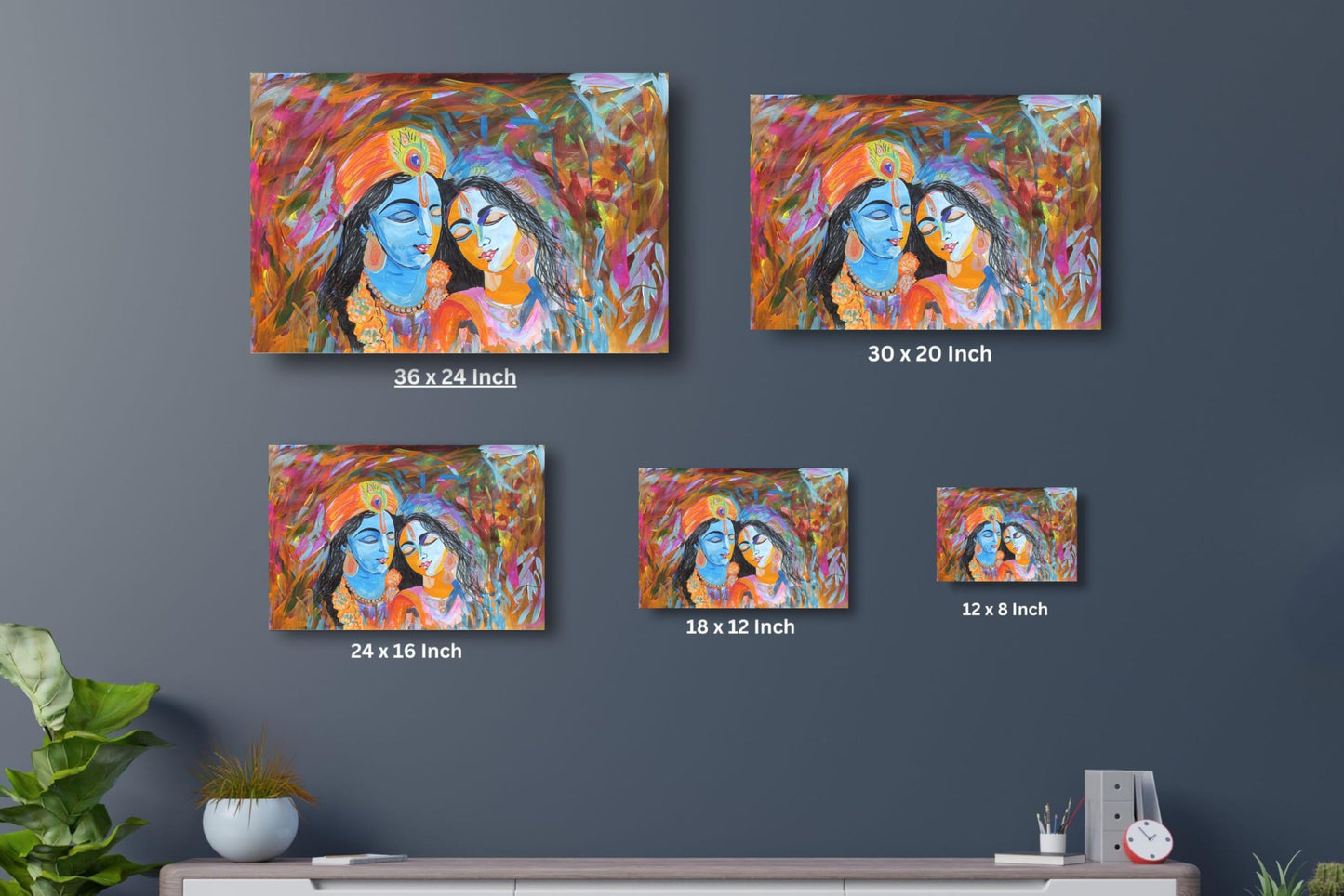 Art to Doors | Radha Krishna Art | Artist Bindu Kamboj | Horizontal | Art Print | Customized Gifts for Men | Home Decor | Gifts | Wall Decor | Wall Paintings | Wall Art | Customized Gifts for Women