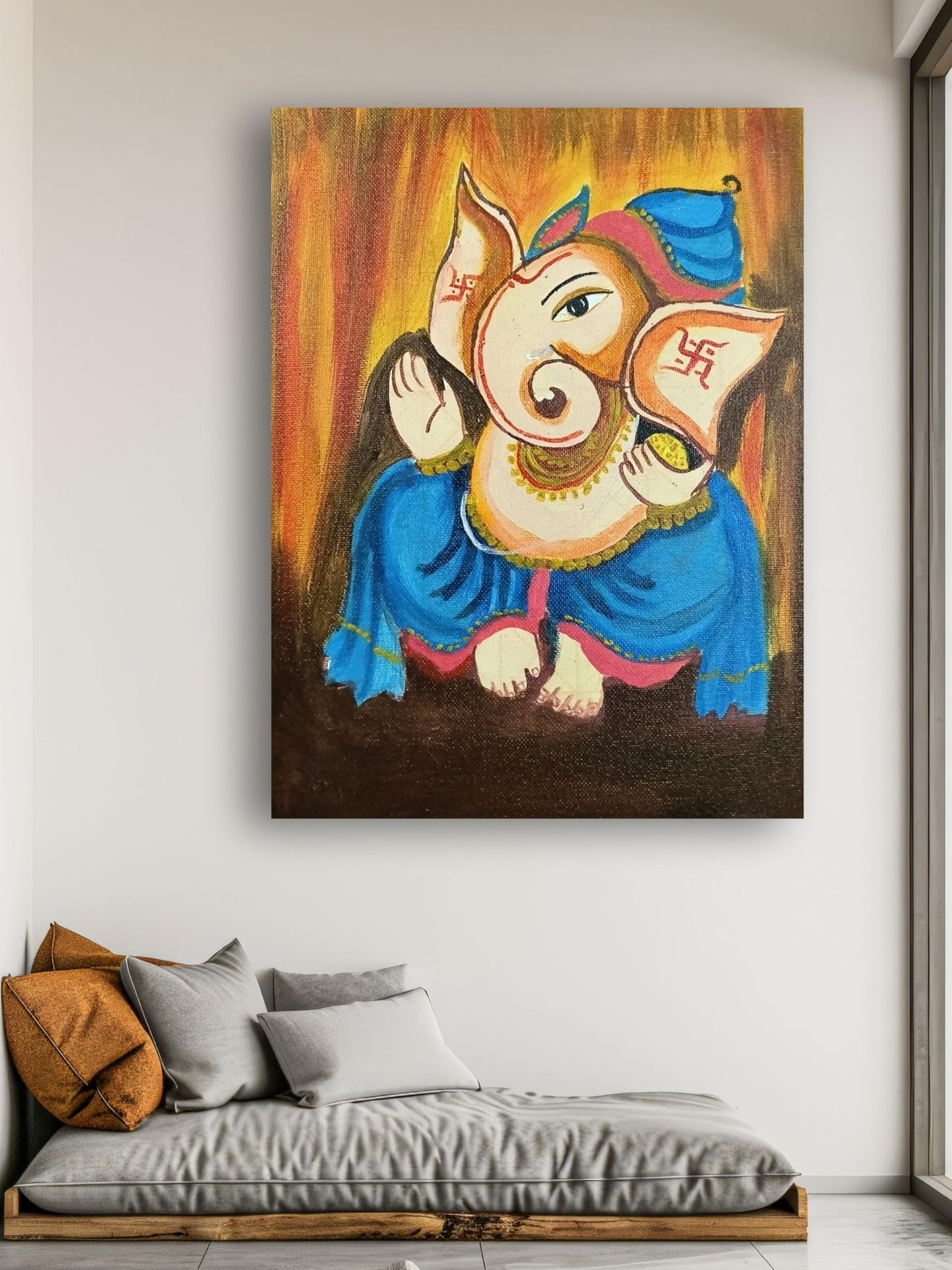 Art to Doors | Ganesh Artwork Acrylic Colour | Artist Anupam Kumari | Vertical | Art Print | Home Decor | Wall Decor | Gift Items | Wall Art