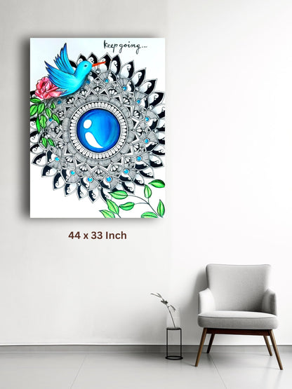 Art to Doors | Mandala Wings Of Determination | Artist Kalakarish | Vertical | Art Print | Home Decor | Wall Decor | Gift Items | Wall Art