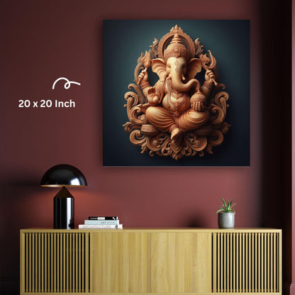 Art to Doors | Elegant Ganpati Idol Decor | Square | Art Print | Home Decor | Wall Decor | Gifts for Women | Gifts for Men | Gift Items | Wall Art (Canvas Frame, 8x8 Inch)