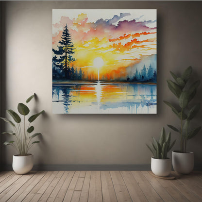 Art to Doors | Tree at Sunset Art | Square | Art Print | Home Decor | Wall Decor | Gifts for Women | Gifts for Men | Gift Items | Wall Art