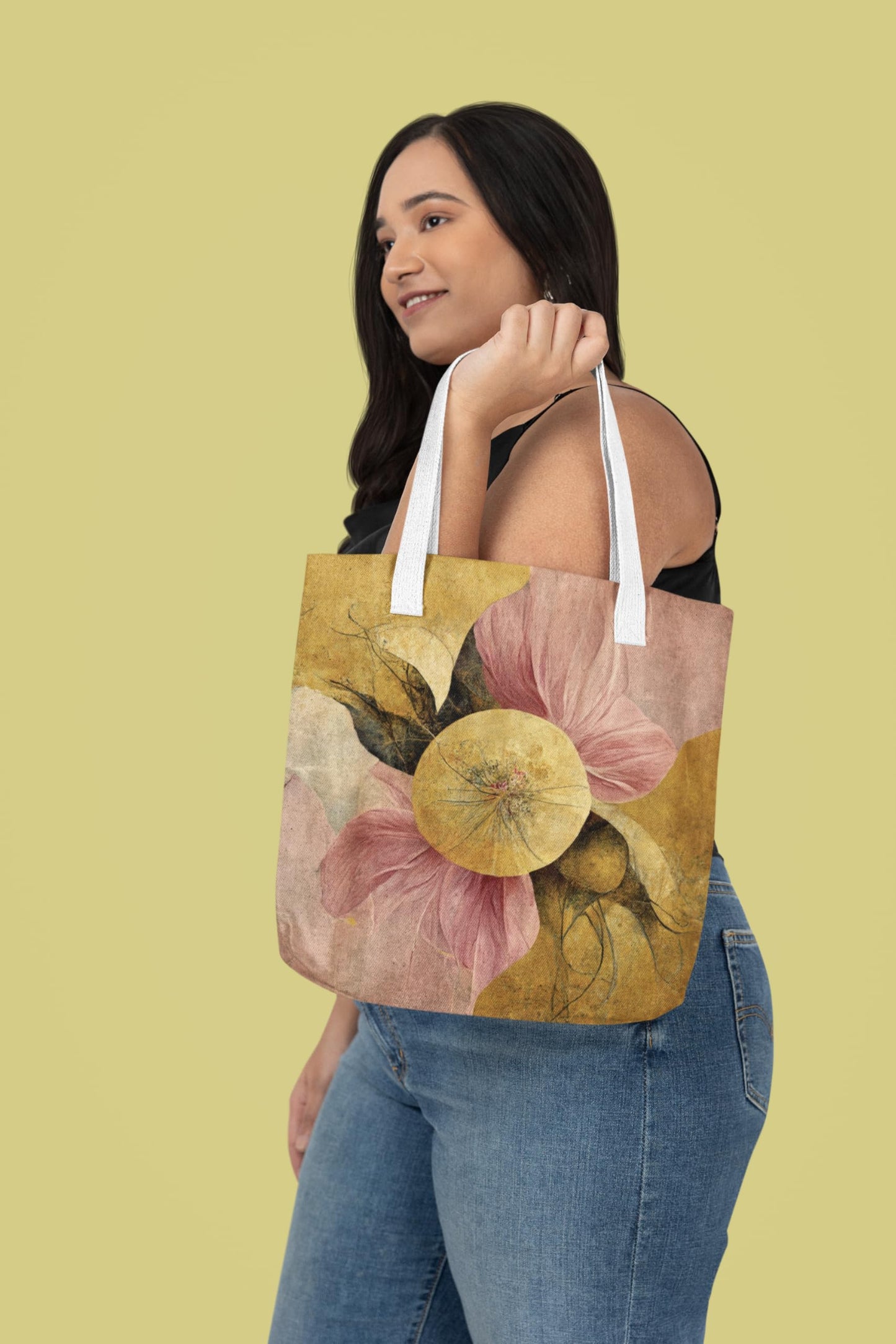 Art to Doors | Golden Bloom | Tote Bags | Shopping Bag For Grocery | Aesthetic Carry Bag | Tote Bag for Shopping, Travel, office & beach bags for women|