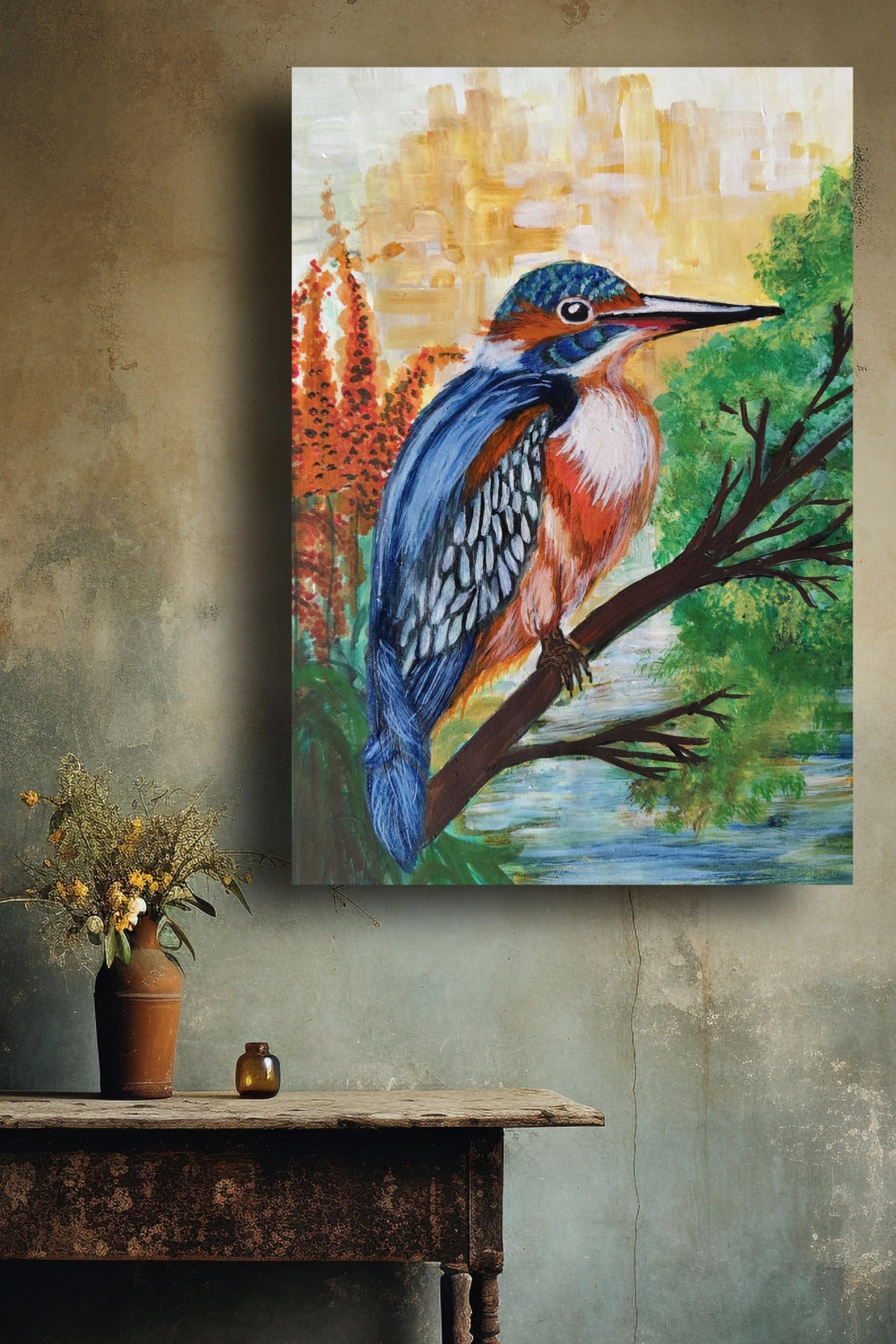 Art to Doors | Beutiful Bird Acrylic Painting | Artist Dipa Sinha | Vertical | Art Print | Home Decor | Wall Decor | Gifts for Women | Gifts for Men | Gift Items | Wall Art