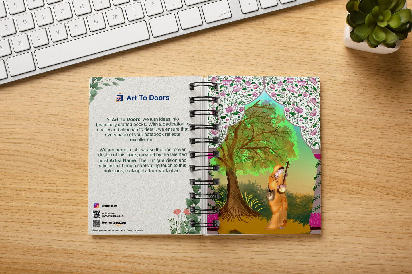 Art to Doors | Meerabai Pichwai Art | Artist Khushboo Fakay | Spiral Notebooks | A5 Size Paper | 120 Pages | 70 GSM Paper | Notebooks for College Students