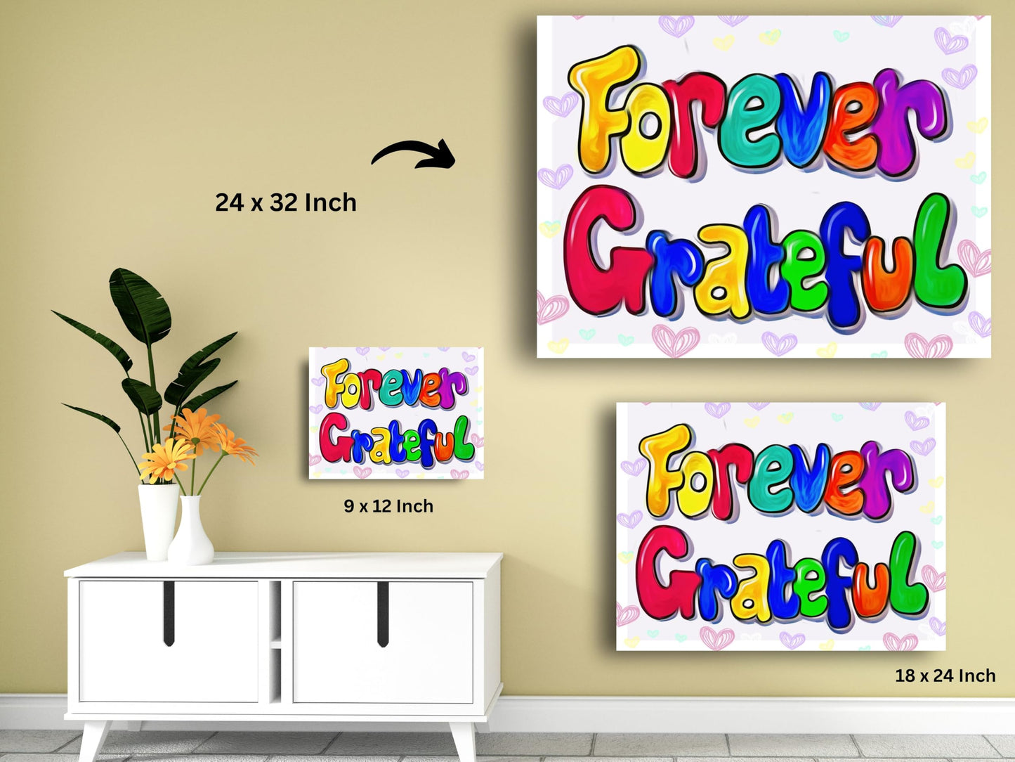 Art to Doors | Forever Grateful Handwritten | Artist Monica Verma | Horizontal | Art Print | Home Decor | Wall Decor | Gift Items | Wall Art