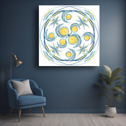 Art to Doors | The Starry Night Mandala Art | Artist Akshara Prasannan | Square | Art Print | Home Decor | Wall Decor | Gifts for Women | Gifts for Men | Gift Items