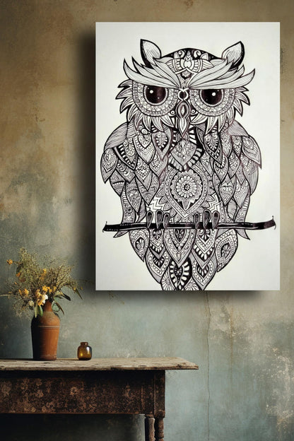 Art to Doors | Owl Mandala Art | Artist Sapna | Vertical | Art Print | Home Decor | Wall Decor | Gifts for Women | Gifts for Men | Gift Items